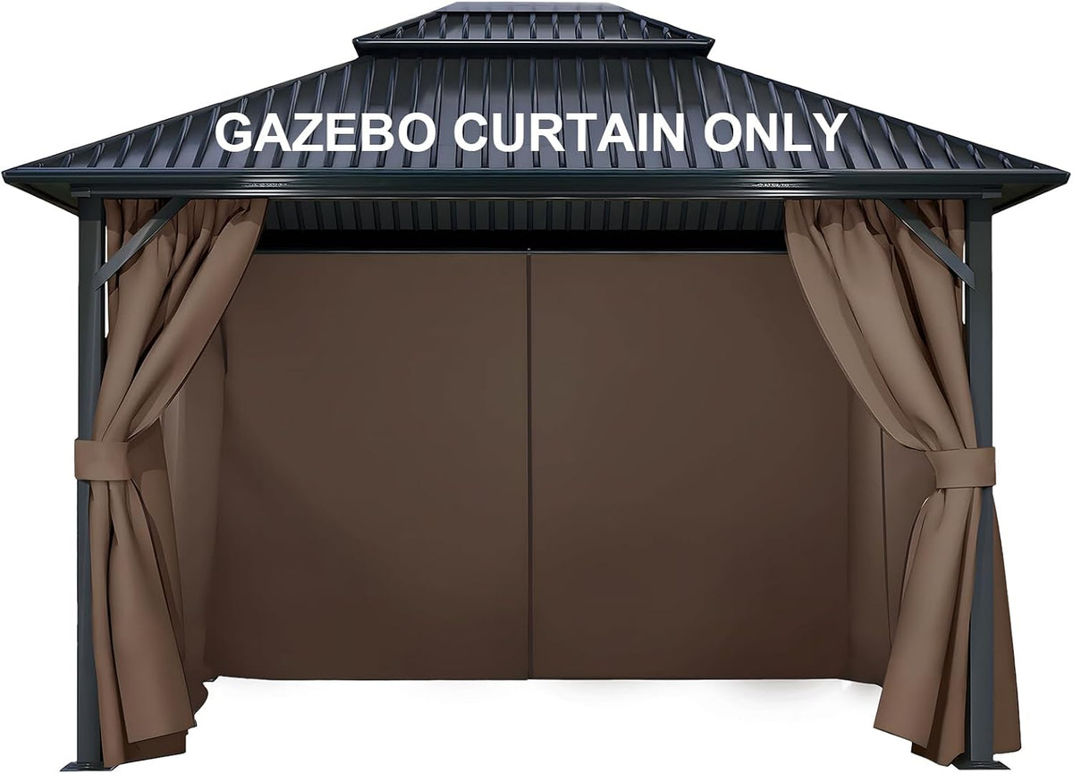 COWVIE 4-Panel 12' x 14' Gazebo Replacement Curtains, Patio Privacy Sidewalls with Double Zipper, Replacement for Outdoor Gazebo Canopy (Curtain Only)