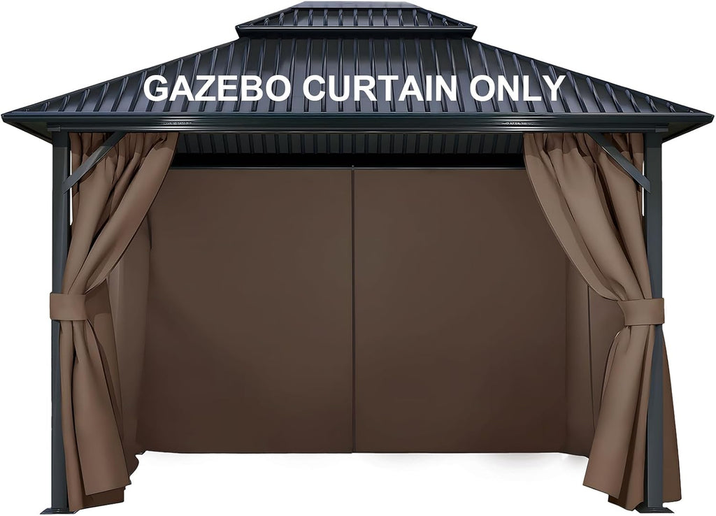 COWVIE 4-Panel 12' x 16' Gazebo Replacement Curtains, Patio Privacy Sidewalls with Double Zipper, Replacement for Outdoor Gazebo Canopy (Curtain Only)