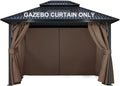 COWVIE 4-Panel 12' x 16' Gazebo Replacement Curtains, Patio Privacy Sidewalls with Double Zipper, Replacement for Outdoor Gazebo Canopy (Curtain Only)