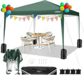 COBIZI 10x10 Pop Up Canopy Tent with 4 Sandbags, Easy Set Up Gazebo, Instant Outdoor Sun Shade &Waterproof Canopy with 8 Stakes,4 Ropes&Carry Bag, Tents for Parties, Beach, Backyard,Camping(Green