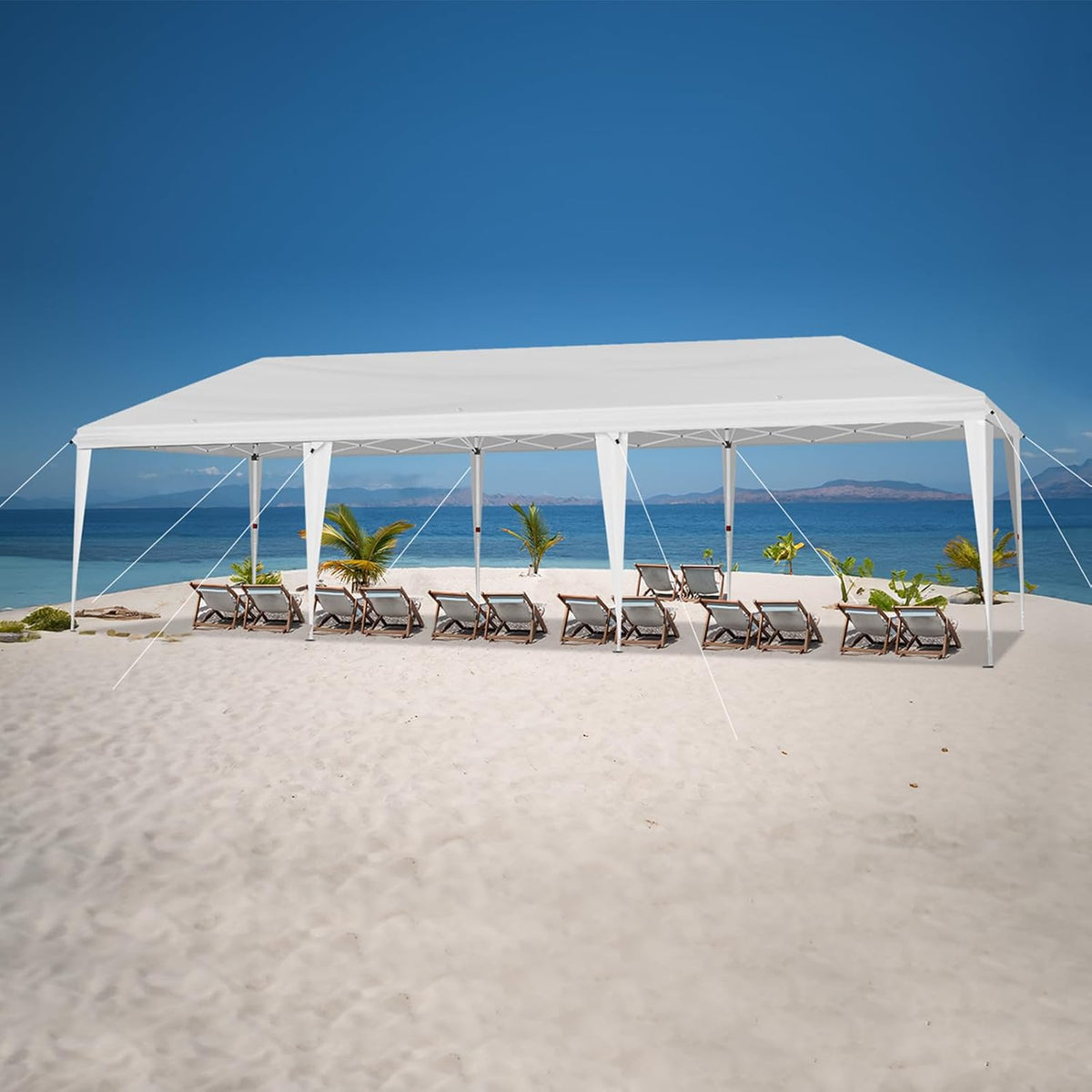 VINGLI 10x30 Pop Up Canopy Tent with Sidewalls, Outdoor Gazebo Canopy Tent, Patio Event Tents Outdoor Event Shelter for Parties (White)