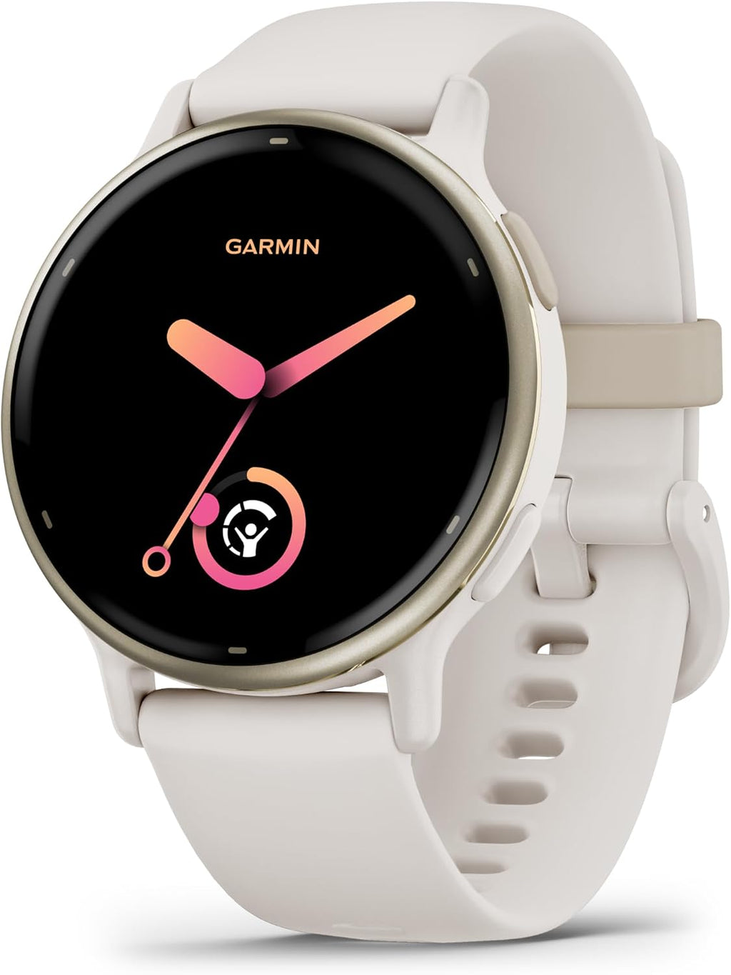 Garmin Vivoactive 5 Fitness Tracker Smart Watch for Women & Men with Cream Gold Aluminum Bezel & Ivory Case and Silicone Band with 11 Days Battery Life and Bright 1.2' AMOLED Touchscreen Display