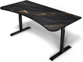 Arozzi Arena Special Edition Ultrawide Curved Gaming and Office Desk with Full Surface Water Resistant Desk Mat Custom Monitor Mount Cable Management Cut Outs - Black Gold