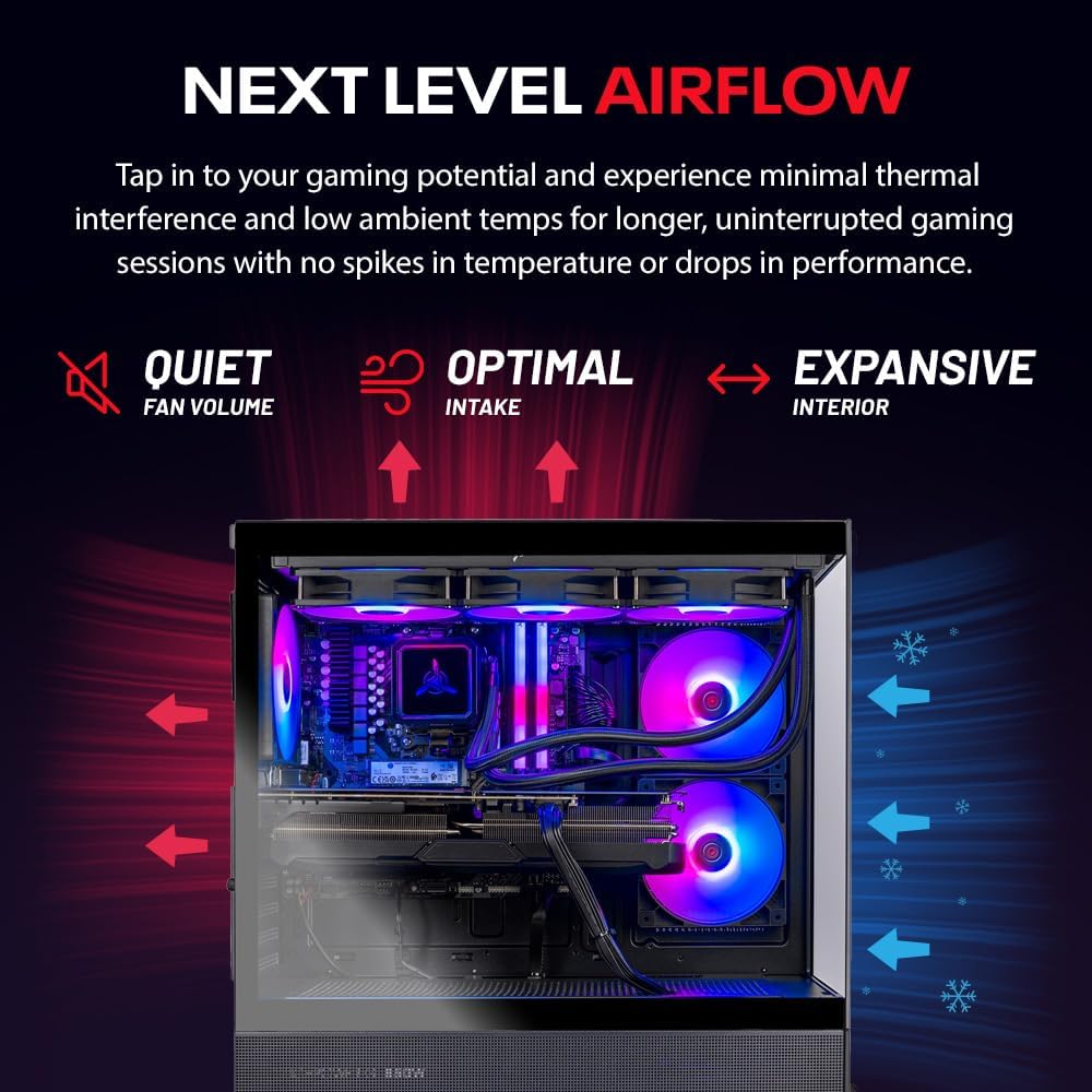Skytech Gaming Azure 3 Desktop PC, Intel i7 14700F 2.1 GHz (5.3GHz), NVIDIA RTX 5070 12GB, 1TB Gen4 NVMe SSD, 32GB DDR5 RAM 6000 RGB, 850W Gold PSU, 360mm ARGB AIO, Wi-Fi, Win 11