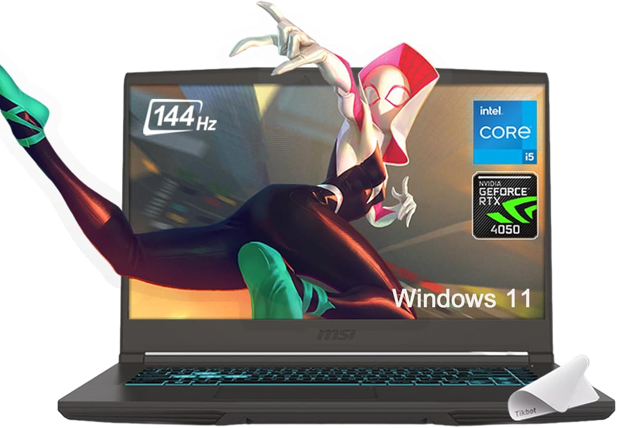 MSI Thin 15 Gaming Laptop, 15.6' FHD Thin Bezel IPS 144Hz, Intel Octa-core i5-13420H (Beats i7-11800H), GeForce RTX 4050, USB-C, Windows 11, w/Mouse Pad(64GB RAM | 2TB PCIe SSD)