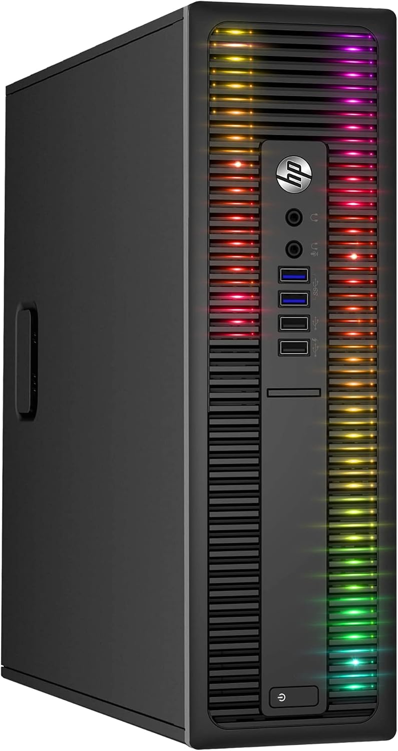 HP Custom Built RGB Lights PC with 24 Inch Monitor ProDesk Desktop Computer Intel Core i5 6500 Quad-Core Processor 16GB RAM 512GB SSD Windows 11 Gaming Keyboard & Mouse (Renewed)
