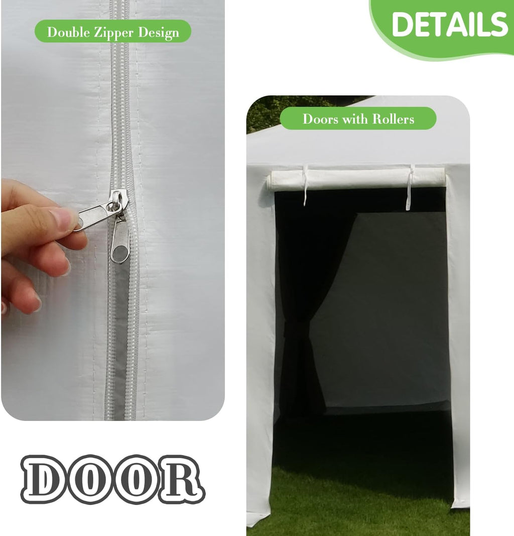 Domi 10' x 10' Universal Winter Gazebo Cover, All Season Waterproof Enclosed Cover with Sidewalls & Ventilated Mesh Windows, All-Weather Outdoor Cover for Hardtop Gazebos, White