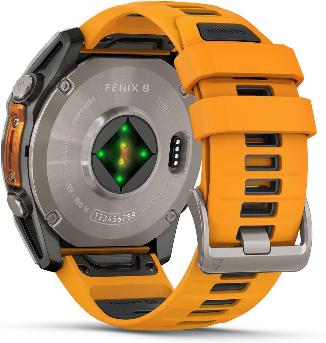 PlayBetter Garmin Fenix 8 AMOLED Sapphire (51mm, Titanium/Spark Orange) Multisport GPS Smartwatch Bundle - 1.4' Touchscreen, Built-in LED Flashlight Portable Charger & Screen Protectors