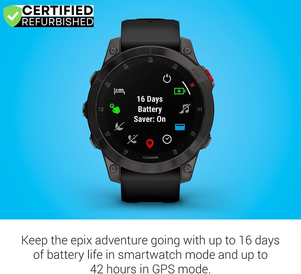 Garmin 010-N2582-10 Epix Gen 2 Premium Active Smartwatch 47 mm Black Titanium (Renewed) Bundle with 2 YR CPS Enhanced Protection Pack