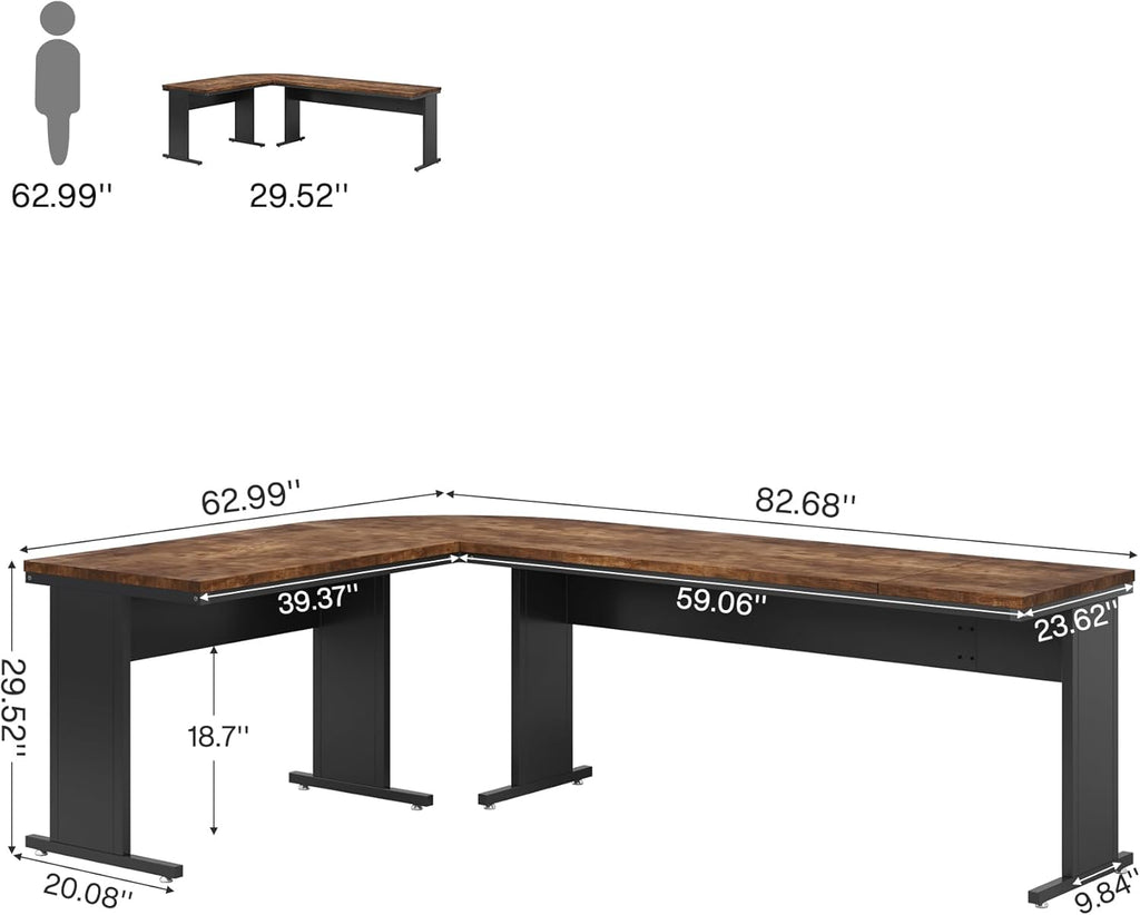 Tribesigns 83-Inch Large L Shaped Desk, Reversible Executive Office Desk, Modern Corner Computer Table Business Workstation for Home Office (Brown)