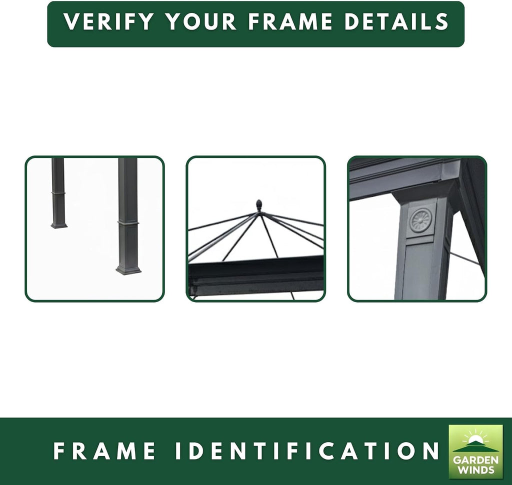 Garden Winds Durable 350 Replacement Canopy Top Compatible with Tiverton (Series 3) 10' x 12' Gazebo Models SA-585, DPCI 009050195 - Stripe Canyon