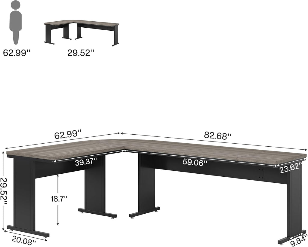 Tribesigns 83-Inch Large L Shaped Desk, Reversible Executive Office Desk, Modern Corner Computer Table Business Workstation for Home Office (Grey)