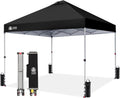 CROWN SHADES 10x10 Pop Up Canopy - Beach Tent with One Push Setup - Easy Outdoor Sun Shade for Events, Parties, Camping - Gazebo with STO-N-Go Cover Bag, Silver Coated Top, Black