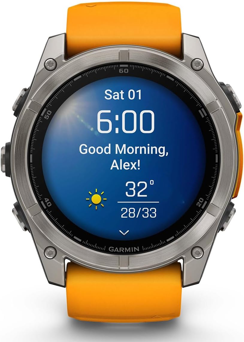 PlayBetter Garmin Fenix 8 AMOLED Sapphire (51mm, Titanium/Spark Orange) Multisport GPS Smartwatch Bundle - 1.4' Touchscreen, Built-in LED Flashlight Portable Charger & Screen Protectors