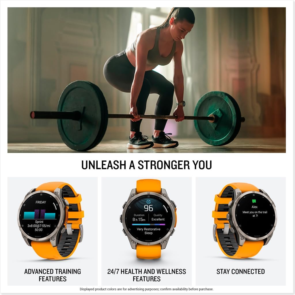 Garmin fēnix® 8 – 47 mm, AMOLED, Sapphire, Premium Multisport GPS Smartwatch, Long-Lasting Battery Life, Dive-Rated, Built-in LED Flashlight, Titanium with Spark Orange/Graphite Band