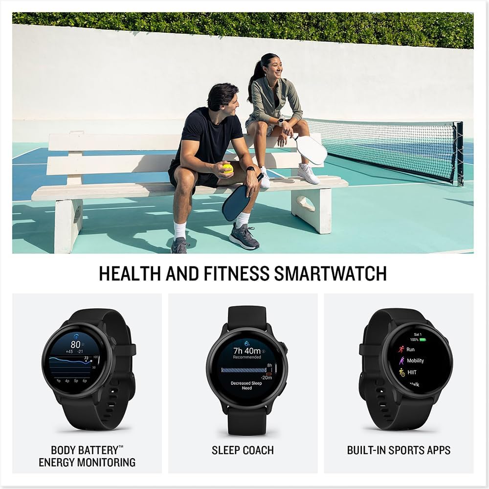 Garmin 010-02985-00 VIVOACTIVE 6 Health and Fitness GPS Smartwatch Black with Silicone Band Bundle with Deco Essentials Exclusive 26 Month CPS Enhanced Protection Pack