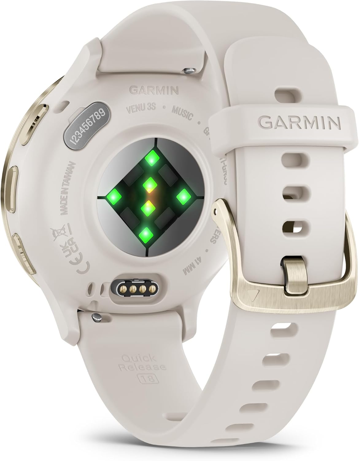 Garmin Venu 3S Advanced Fitness and Health Tracker Smart Watch Soft Gold Stainless Steel Bezel with Ivory Case and 41 MM Silicone Band 1.2 Inch AMOLED Touch Screen Display