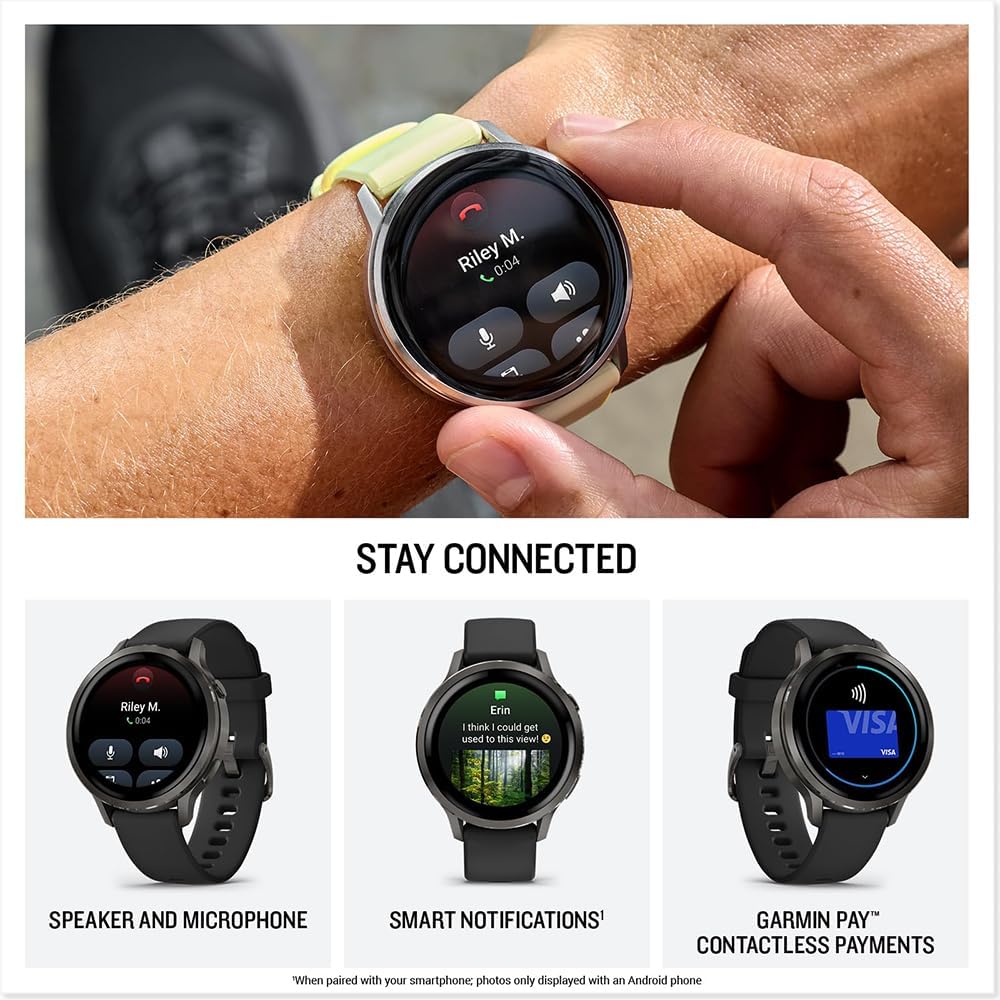 Garmin 010-03013-02 Venu 4, 41 mm Health & Fitness GPS Smartwatch, Slate with Black Silicone Band Bundle with Deco Essentials Exclusive 26 Month CPS Enhanced Protection Pack