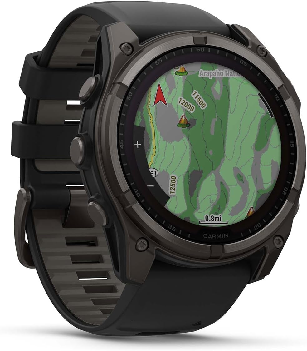 PlayBetter Garmin Fenix 8 Solar Sapphire (51mm, Carbon Gray DLC Titanium) Multisport GPS Smartwatch Bundle - 1.4' Touchscreen, Built-in LED Flashlight Portable & Screen Protectors