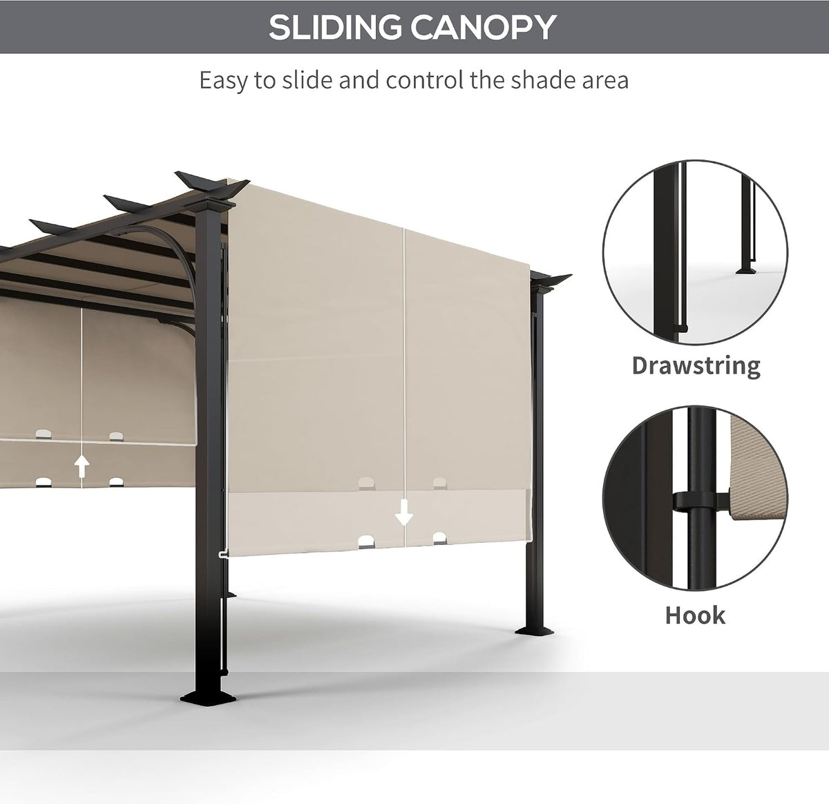 Outsunny 10' x 10' Patio Pergola with Weather-Resistant Steel Frame, Backyard Sun Shade Canopy Cover Shelter for Porch Party, Garden, Grill Gazebo, Beige