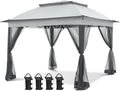 COOS BAY 11x11 Pop Up Gazebo with Mesh Netting, Instant Outdoor Canopy Tent, Water Resistant Shelter with UPF 50+ UV Protection, 121 Sq Ft Coverage, Gray