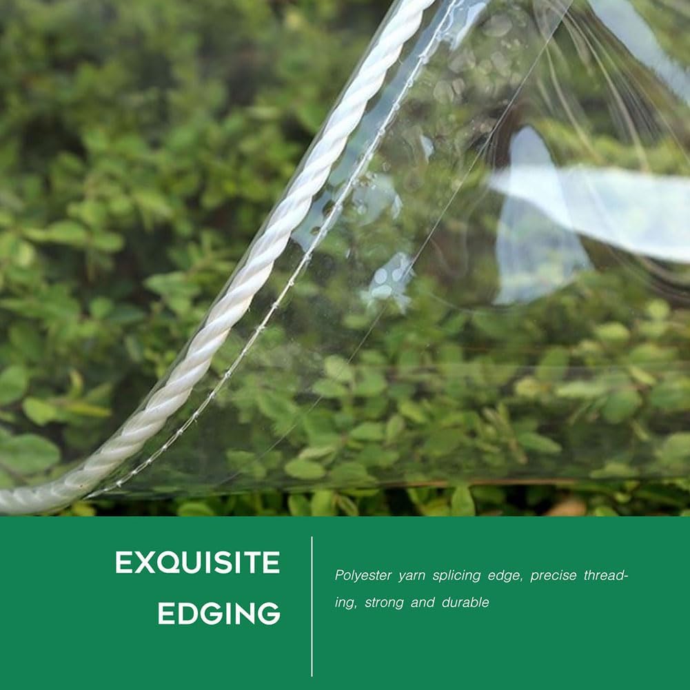 Clear Tarp - Heavy Duty Waterproof 6ft x 15ft Plastic Tarps with Grommets Clear Vinyl Tarps for Outdoor Porches Transparent Tarpaulin for Patio Enclosure Roofs Greenhouse Plant Chicken Coop Cover