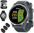 Garmin 010-03009-00 Approach S44 GPS Golf Smartwatch, Silver Aluminum Bezel with Black Silicone Band Bundle with 3X Silicone Dust Cover, 2X 1.2 Screen Protector and 2 YR CPS Enhanced Protection Pack