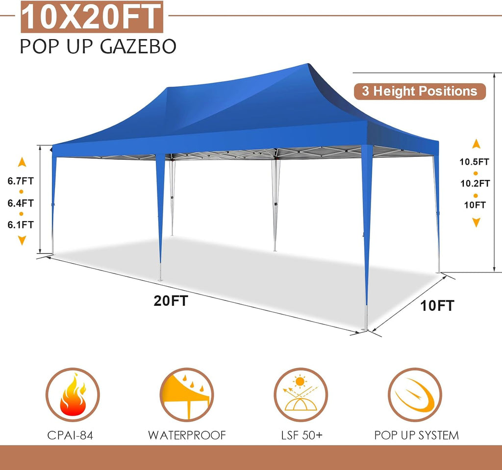 COBIZI Pop up Gazebo 3M x 6M Marquee Gazebo with Sides 2.0, Upgrade Structure Wind & Waterproof Easy up UV Blocking with 4 Sidewalls & Carry Bag & 4 Stakes & Ropes, Light Blue