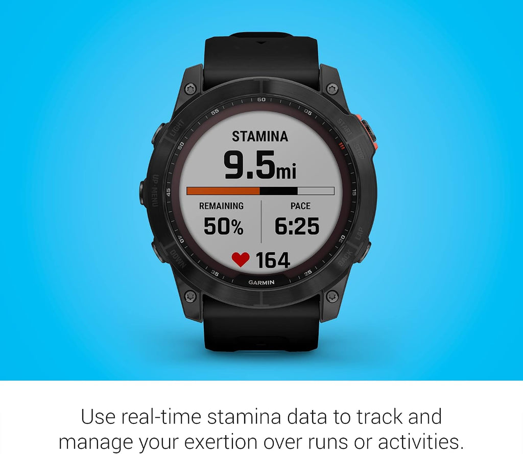 Garmin fenix 7X Solar, Larger sized adventure smartwatch, with Solar Charging Capabilities, touchscreen outdoor watch with GPS, Slate Gray/Black Band (Renewed)