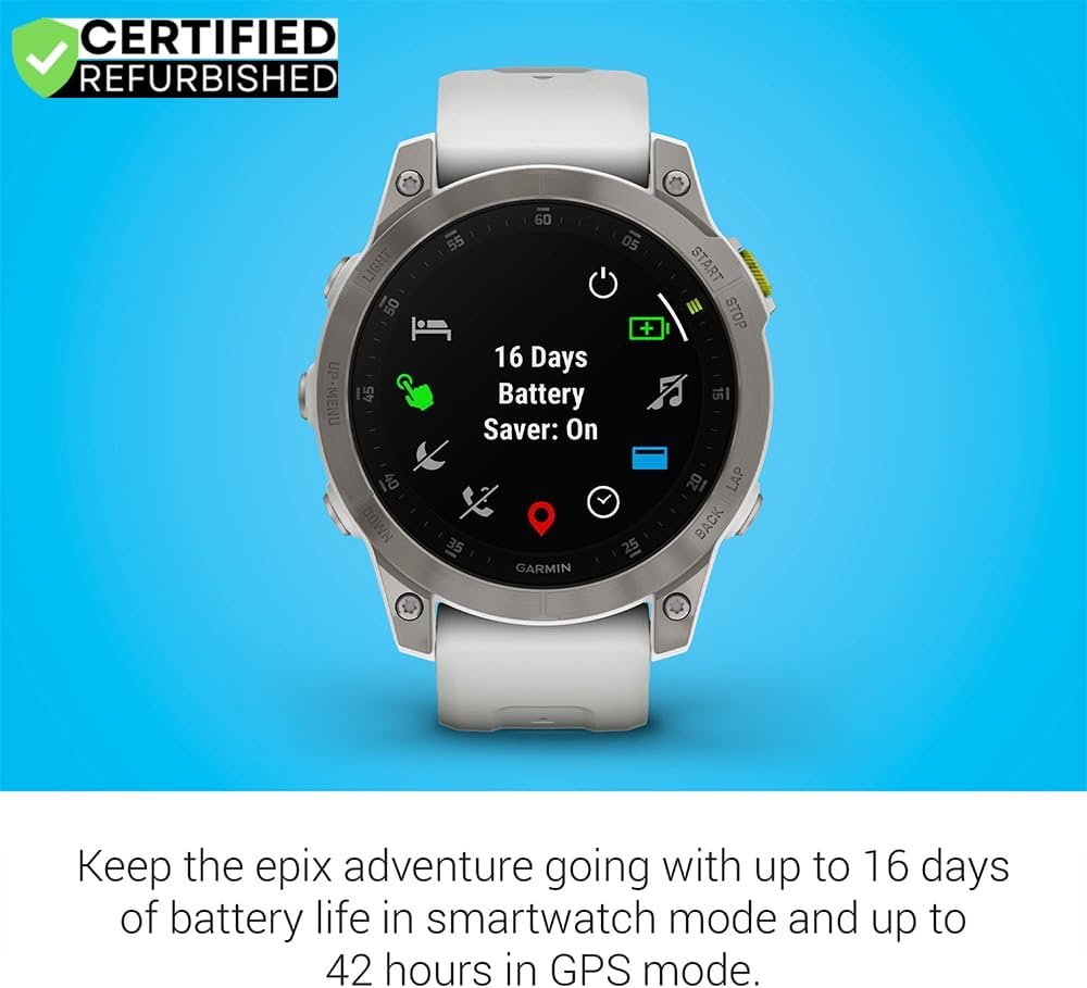 Garmin 010-N2582-20 Epix Gen 2 Premium Active Smartwatch 47 mm White Titanium (Renewed) Bundle with 2 YR CPS Enhanced Protection Pack