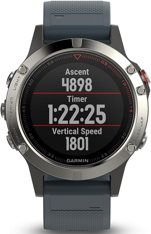 Garmin Fenix 5 - Silver with Granite Blue Band (Renewed)