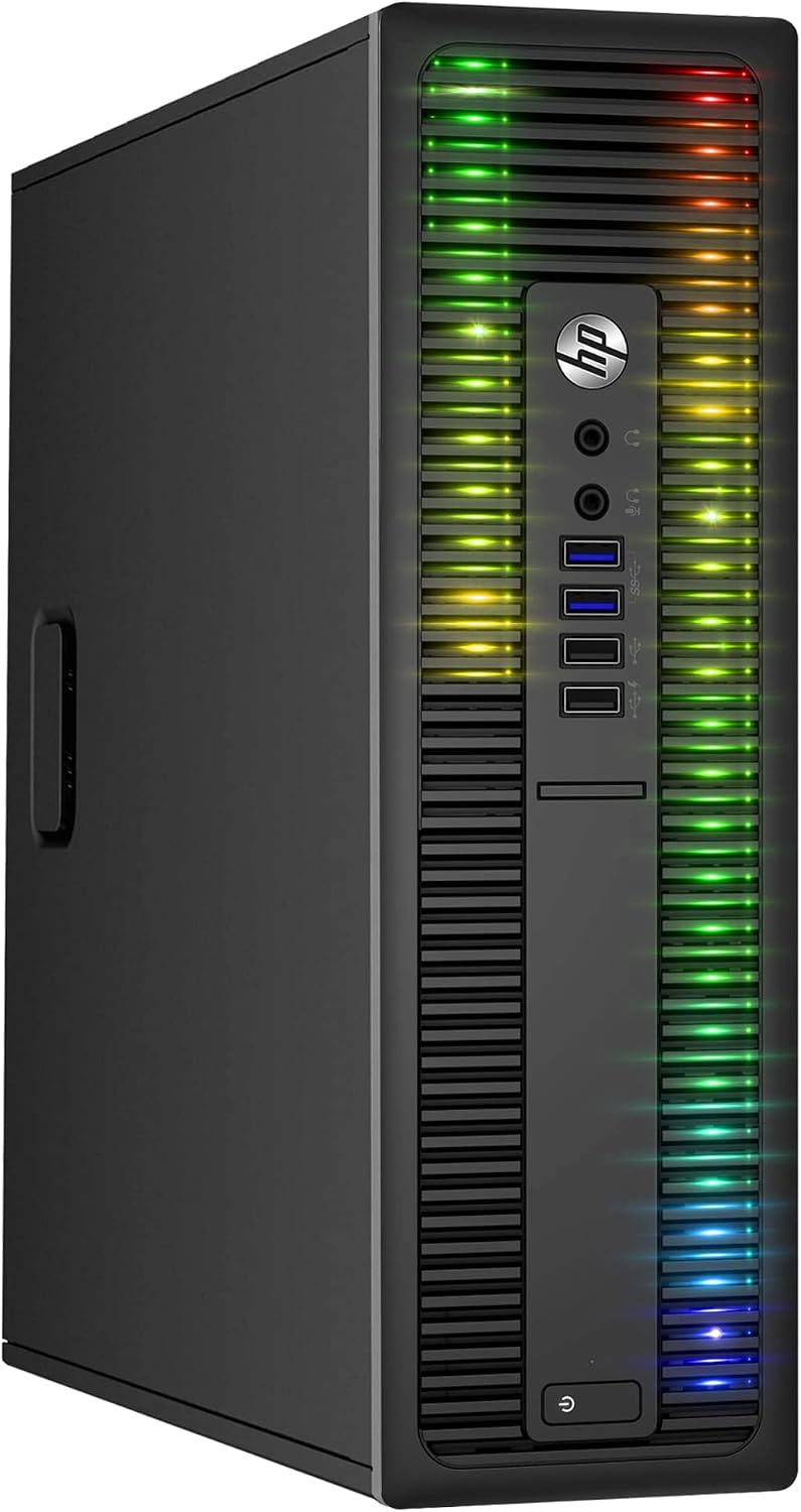 HP Custom Built RGB Lights PC with 24 Inch Monitor ProDesk Desktop Computer Intel Core i5 6500 Quad-Core Processor 16GB RAM 512GB SSD Windows 11 Gaming Keyboard & Mouse (Renewed)