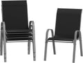 Amopatio Patio Chairs Set of 4, Outdoor Stackable Dining Chairs for All Weather, Breathable Garden Outdoor Furniture for Backyard Deck(Black)