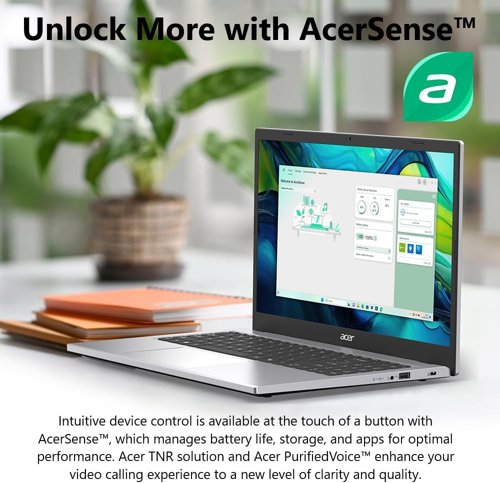 Acer Aspire Go 15 AI Ready Laptop | 15.6' FHD IPS Display | AMD Ryzen 3 7320U | AMD Radeon 610M Graphics | 8GB LPDDR5 | 128GB PCIe SSD | Wi-Fi 6 | Windows 11 Home in S Mode | AG15-21P-R5YG