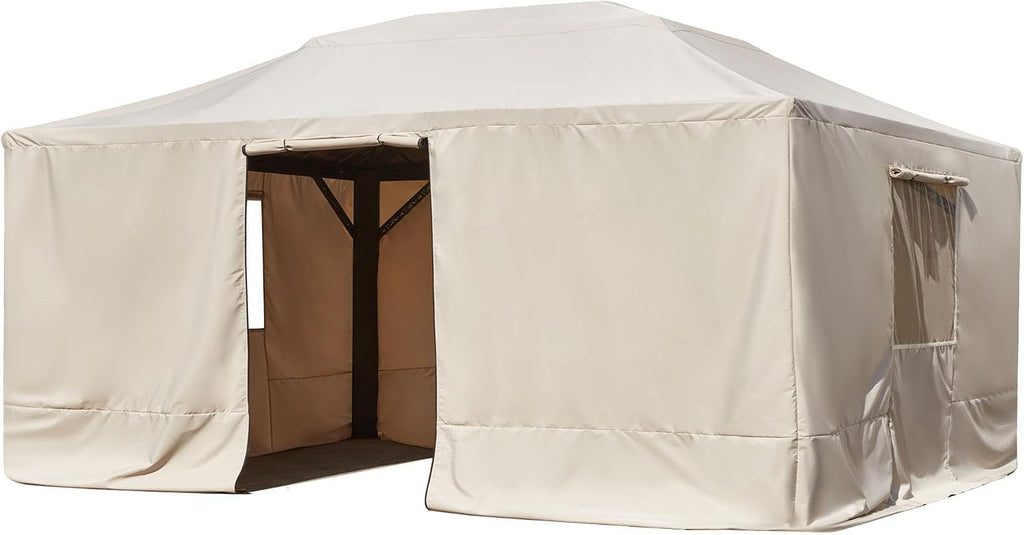 MELLCOM Winter Gazebo Cover for 12×16 Hardtop Gazebo, with Mesh Screens and Doors and Windows, Accessories for All Seasons