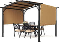 VEVOR 10 x 10 ft Outdoor Pergola, Arched Top Metal Pergola, Retractable Pergola with Sun Shade Canopy, Large Patio Shelter Pavilion, Heavy Duty Garden Pergola for Deck Backyard Porch Poolside