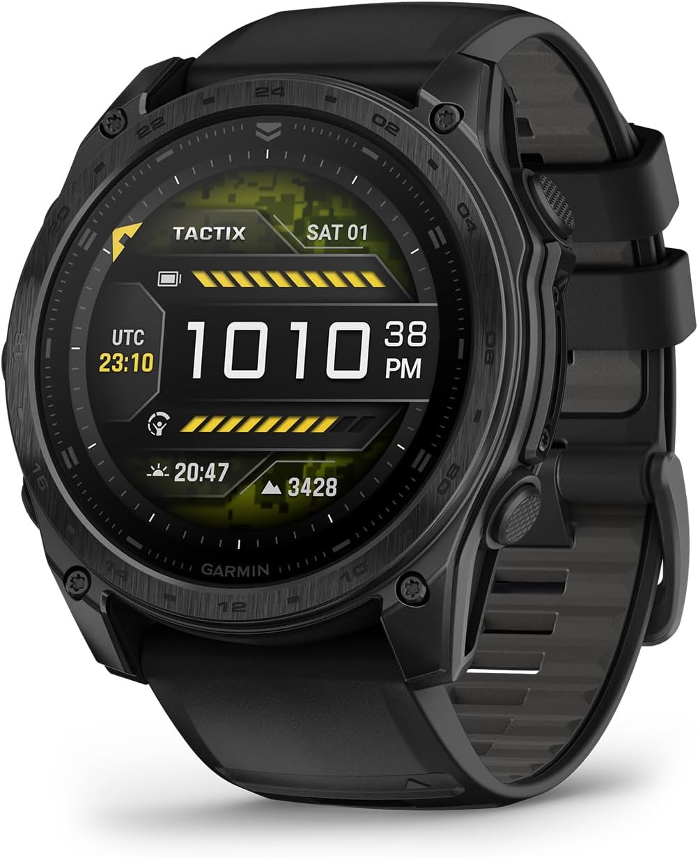 Garmin Tactix 8 47mm AMOLED Display Smart Watch, Built-in Flashlight, 16 Days Battery Life, Premium Tactical GPS Smartwatch, Includes Applied Ballistics Ultralight Solver Bundle with Earbuds and More
