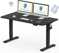 FLEXISPOT EN1 One-Piece Standing Desk, Electric Adjustable with 4 Memory Presets, 176 LBS Capacity, Stable & Quiet, Seamless Desktop for Home Office & Dual Monitors, 55'x28' Black