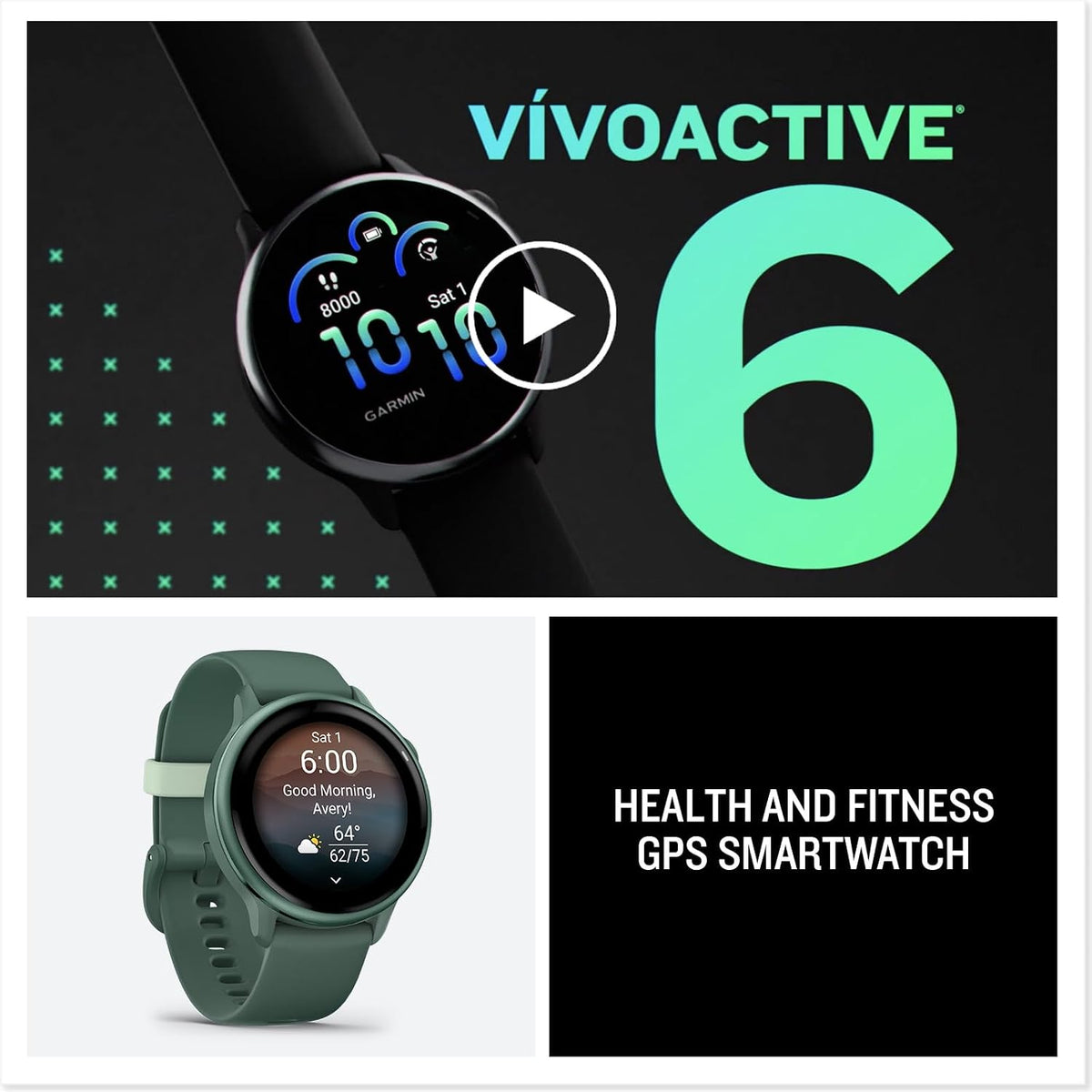 Garmin vívoactive® 6 Health and Fitness GPS Smartwatch - AMOLED Display, Up to 11 Days Battery, Metallic Jasper Green with Matching Band