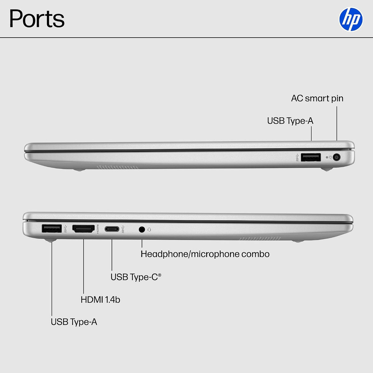 HP 14 inch Laptop, HD Touchscreen Display, AMD Ryzen 5 7520U, 8 GB RAM, 512 GB SSD, AMD Radeon Graphics, Windows 11 Home, Natural Silver, 14-em0499nr