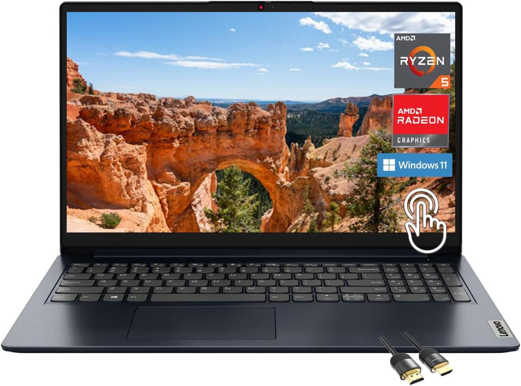 Lenovo Ideapad 1 Laptop, 15.6' FHD (1920x1080) IPS 300nits Anti-Glare Display, Touch, Ryzen 5 7520U, 8GB RAM, 2TB Storage, AMD Radeon Graphics, HDMI, Windows 11, HDMI, Abyss Blue