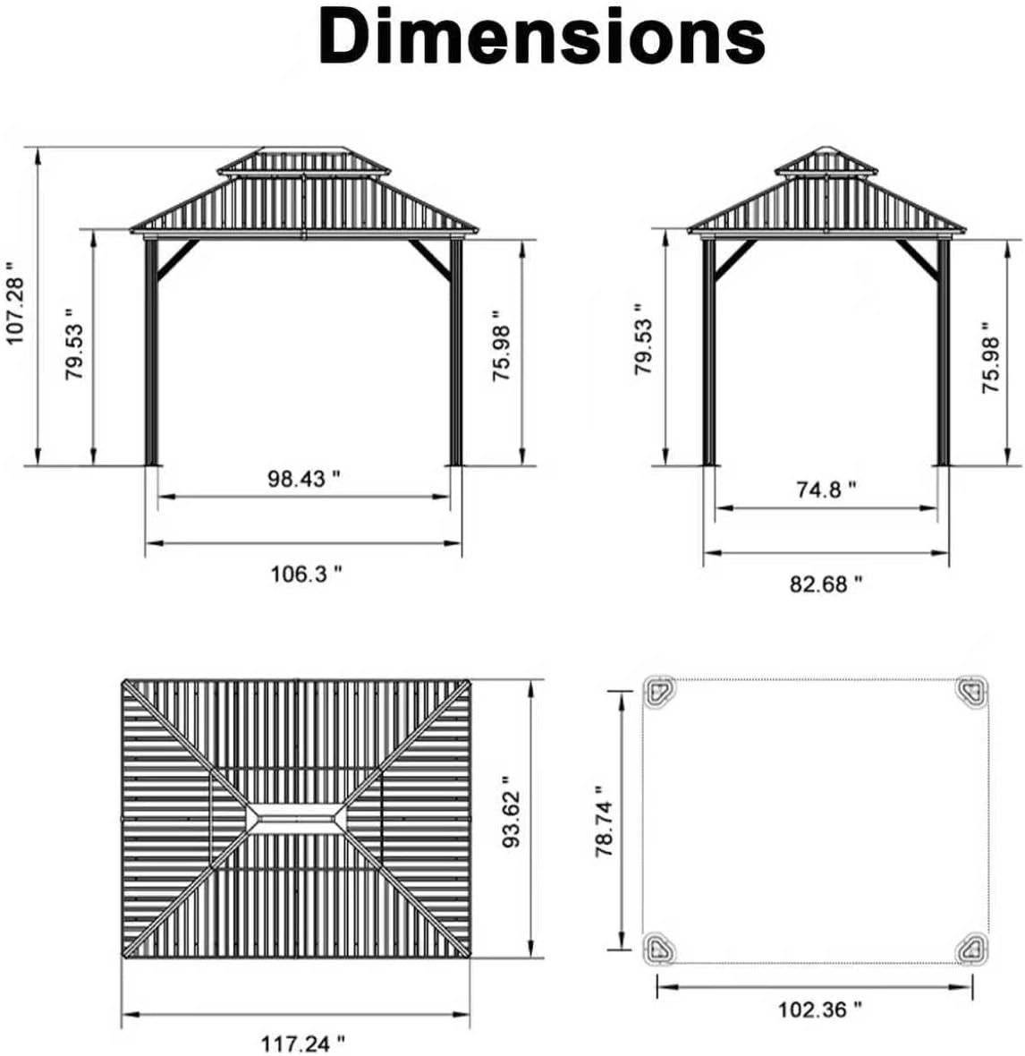 PURPLE LEAF 8' X 10' Outdoor Hardtop Gazebo Metal Frame Galvanized Steel Double Roof with Curtains and Nettings for Patio Desk Backyard Bronze