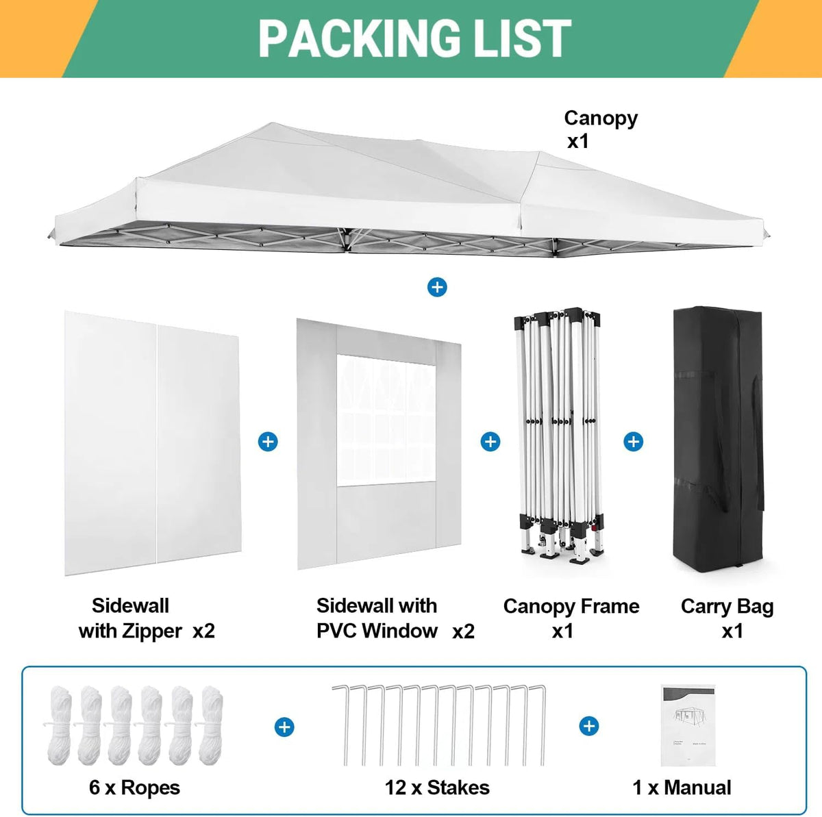 COBIZI Canopy 10x20 Pop Up Canopy Tent with 6 Sidewalls Easy Pop Up Tent 10x20 Waterproof Commercial Instant Shelter UPF 50+ Portable Gazebo Wedding Tents for Parties Carport Vender Events