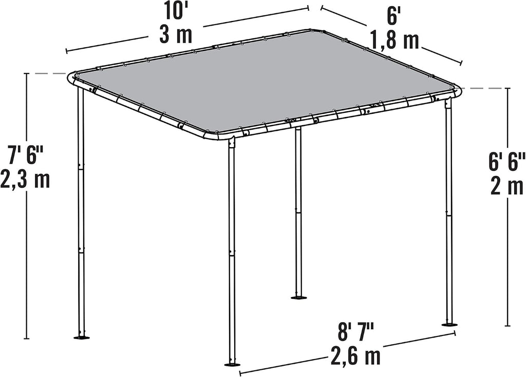 ShelterLogic 10' x 6' Solano Gazebo Canopy Charcoal Carbon Steel Frame and Water-Resistant and Sun Protection Tan Cover