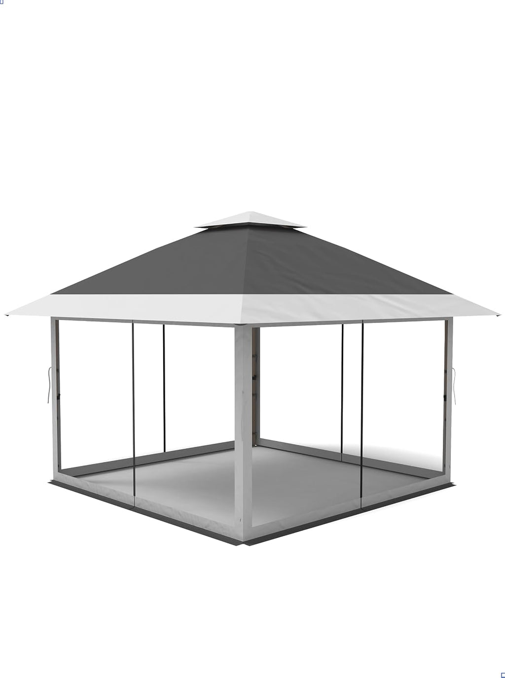 KYBOLT 13x13 Pop Up Gazebo Outdoor Canopy Shelter with Mosquito Netting 4 Stanbags Instant Gazebo Tent for Lawn, Garden, Backyard Deck (Charcoal Gray + Light Gray)