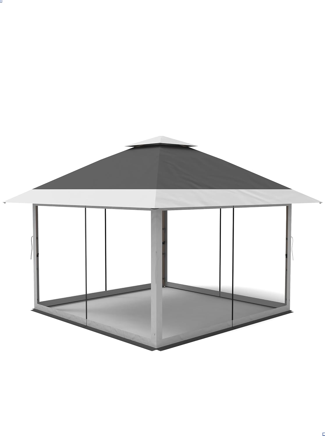 KYBOLT 13x13 Pop Up Gazebo Outdoor Canopy Shelter with Mosquito Netting 4 Stanbags Instant Gazebo Tent for Lawn, Garden, Backyard Deck (Charcoal Gray + Light Gray)
