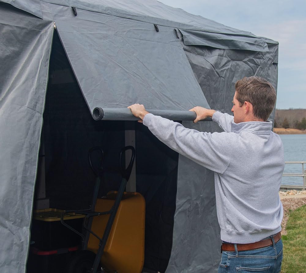 Sojag Winter Cover for Gazebos, Waterproof 10' x 10' Gazebo Accessory with Roll-Up Door and Vented Panels, All-Season Outdoor Storage, Gray
