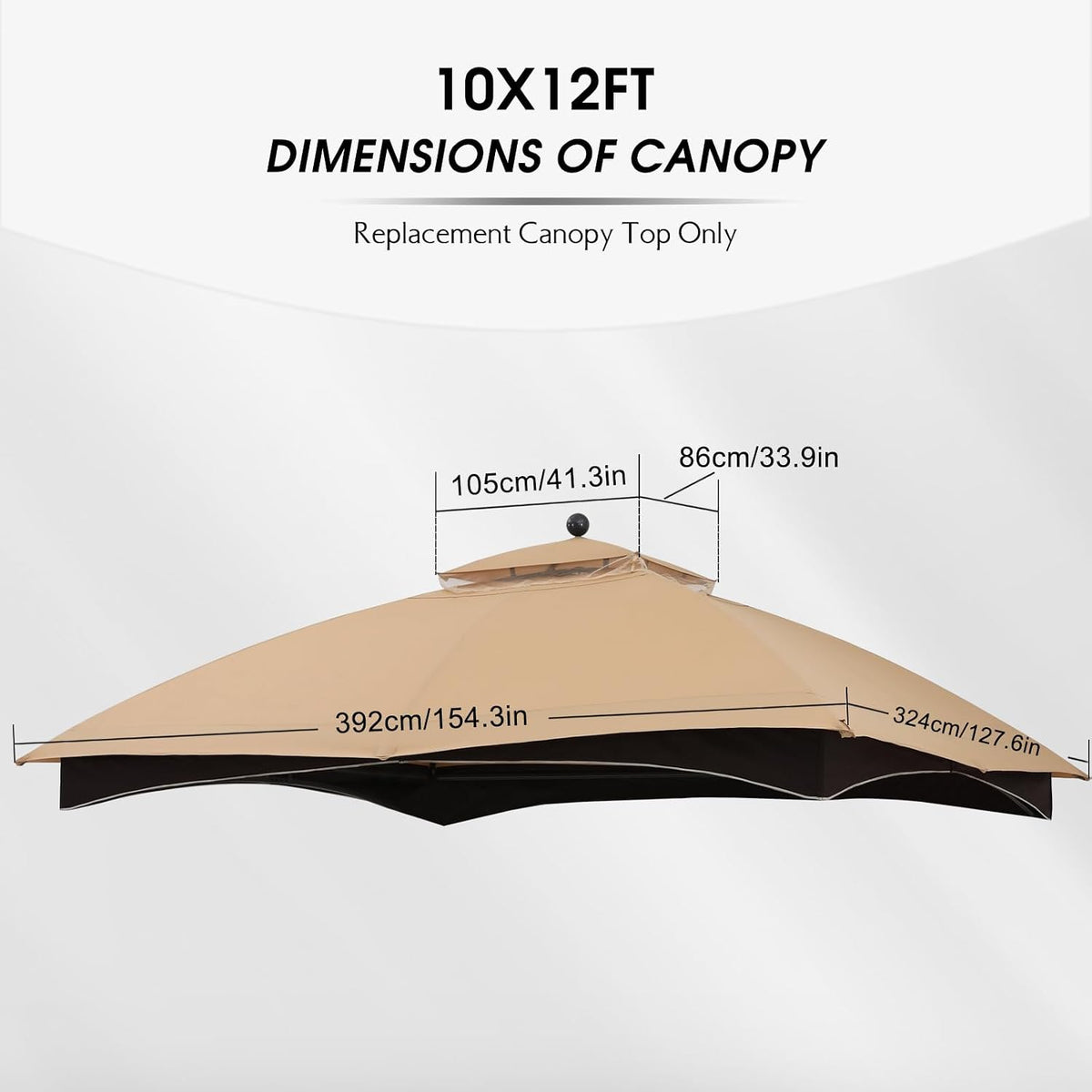 MASTERCANOPY Replacement Canopy Top for Lowe's Allen Roth 10x12 Gazebo #GF-12S004B-1 (Beige Plaid,Riplock Material)