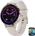 Garmin Venu 3S Health Fitness GPS Smartwatch Gold Steel Bezel with Ivory Case 41mm | Official USA Partner Model | Bundle 010-02785-04 with 2 YR CPS Enhanced Protection Pack
