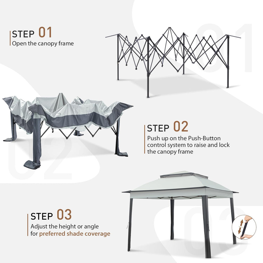 COOS BAY 11x11 Pop Up Gazebo with Mesh Netting, Instant Outdoor Canopy Tent, Water Resistant Shelter with UPF 50+ UV Protection, 121 Sq Ft Coverage, Gray